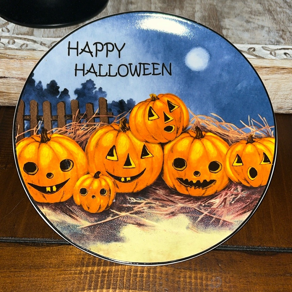 New Happy Halloween ceramic jack-o’-lantern decorative plate